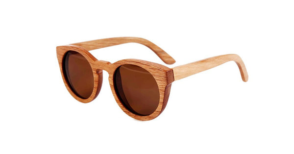 BerWer Unisex  Bamboo Wooden Round Frame Sunglasses