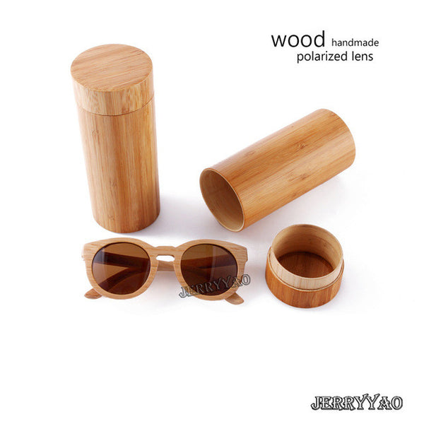 BerWer Unisex  Bamboo Wooden Round Frame Sunglasses