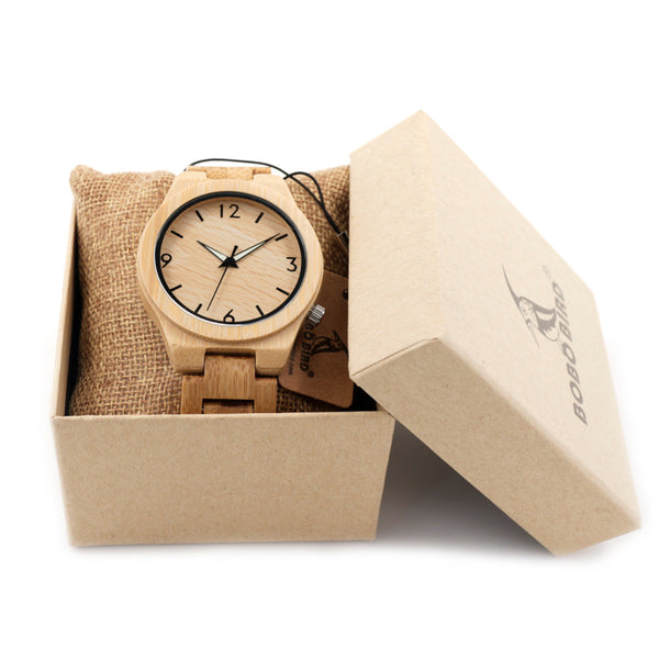 BOBO BIRD Unisex Quartz Wood Wristwatch With Band Night Green Pointer