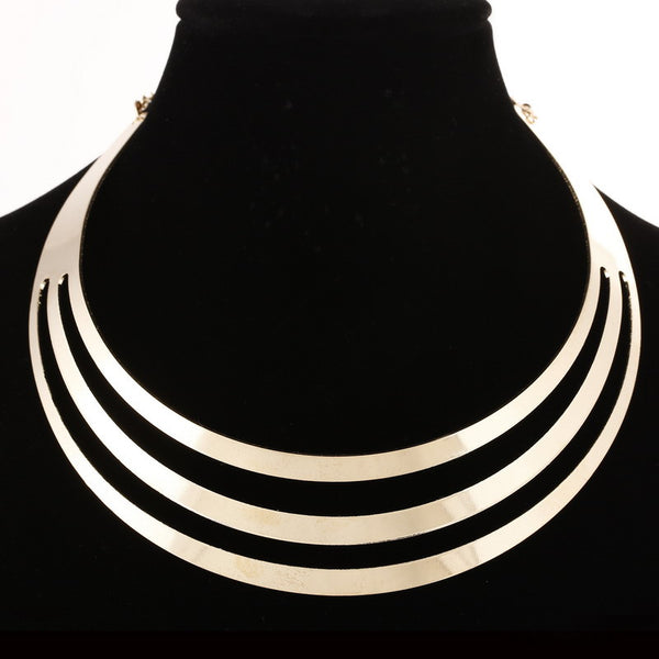 ZOSHI  Gorgeous Metal Multi Layer Statement Bib Choker Necklace