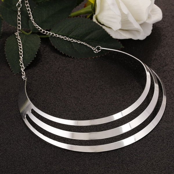 ZOSHI  Gorgeous Metal Multi Layer Statement Bib Choker Necklace