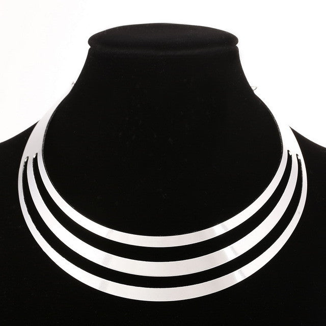 ZOSHI  Gorgeous Metal Multi Layer Statement Bib Choker Necklace