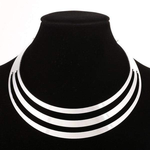 ZOSHI  Gorgeous Metal Multi Layer Statement Bib Choker Necklace