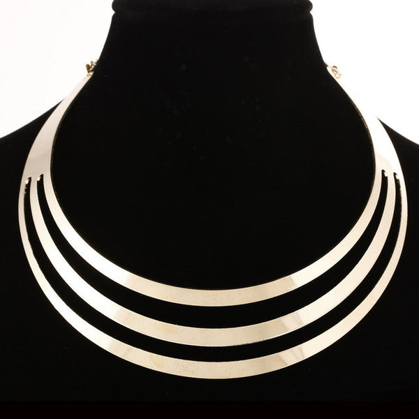ZOSHI  Gorgeous Metal Multi Layer Statement Bib Choker Necklace